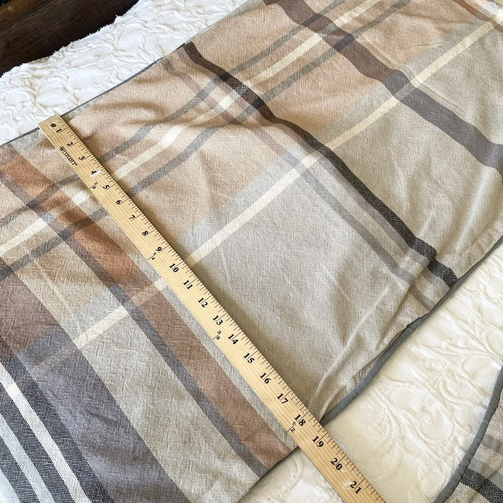 Vtg Linden Street 2 King Pillow Shams Plaid Cottage Cabin Farmhouse Brown Tan